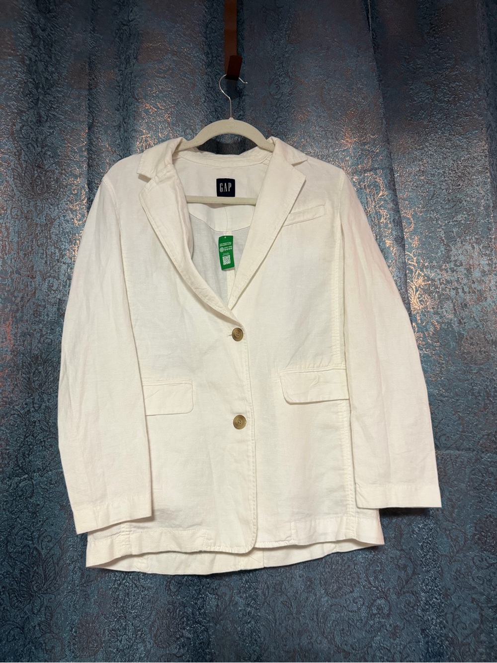 NWT: GAP Cream Single-Breasted Linen-Blend Blazer